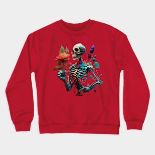 Skeleton with a flower in his hands. Crewneck Sweatshirt